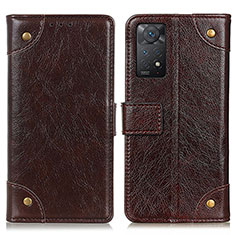 Leather Case Stands Flip Cover Holder K06Z for Xiaomi Redmi Note 12 Pro 4G Brown