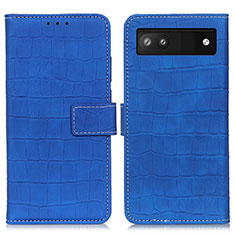Leather Case Stands Flip Cover Holder K07Z for Google Pixel 7a 5G Blue