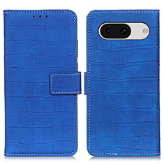 Leather Case Stands Flip Cover Holder K07Z for Google Pixel 8a 5G Blue