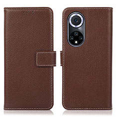 Leather Case Stands Flip Cover Holder K07Z for Huawei Honor 50 5G Brown