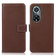 Leather Case Stands Flip Cover Holder K07Z for Huawei Honor 50 Pro 5G Brown