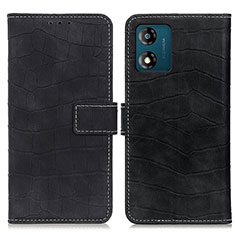 Leather Case Stands Flip Cover Holder K07Z for Motorola Moto E13 Black