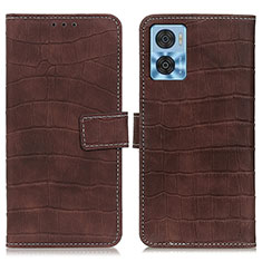 Leather Case Stands Flip Cover Holder K07Z for Motorola Moto E22i Brown