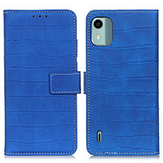 Leather Case Stands Flip Cover Holder K07Z for Nokia C12 Pro Blue