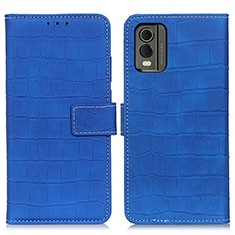 Leather Case Stands Flip Cover Holder K07Z for Nokia C32 Blue