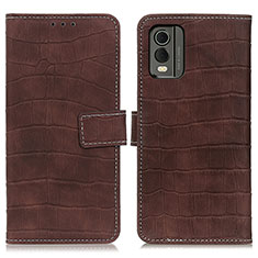 Leather Case Stands Flip Cover Holder K07Z for Nokia C32 Brown