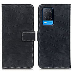 Leather Case Stands Flip Cover Holder K07Z for Oppo A54 4G Black