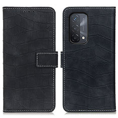 Leather Case Stands Flip Cover Holder K07Z for Oppo A54 5G Black