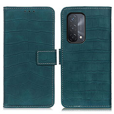 Leather Case Stands Flip Cover Holder K07Z for Oppo A54 5G Green
