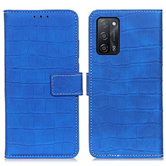 Leather Case Stands Flip Cover Holder K07Z for Oppo A55 5G Blue