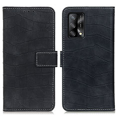 Leather Case Stands Flip Cover Holder K07Z for Oppo A74 4G Black