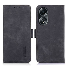 Leather Case Stands Flip Cover Holder K07Z for Oppo A78 5G Black