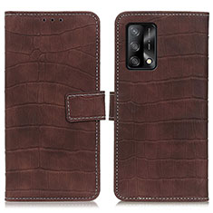 Leather Case Stands Flip Cover Holder K07Z for Oppo A95 4G Brown