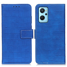 Leather Case Stands Flip Cover Holder K07Z for Oppo A96 4G Blue