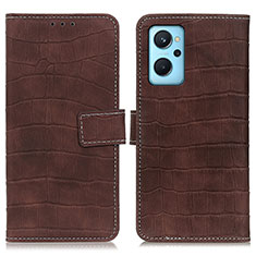 Leather Case Stands Flip Cover Holder K07Z for Oppo K10 4G Brown