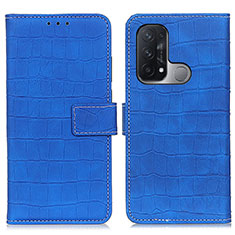 Leather Case Stands Flip Cover Holder K07Z for Oppo Reno5 A Blue