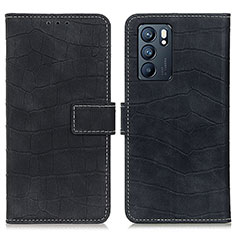 Leather Case Stands Flip Cover Holder K07Z for Oppo Reno6 5G Black