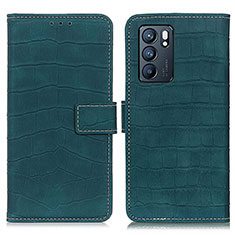 Leather Case Stands Flip Cover Holder K07Z for Oppo Reno6 5G Green