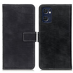 Leather Case Stands Flip Cover Holder K07Z for Oppo Reno7 5G Black