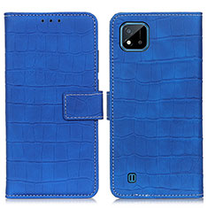 Leather Case Stands Flip Cover Holder K07Z for Realme C20 Blue