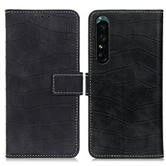 Leather Case Stands Flip Cover Holder K07Z for Sony Xperia 1 IV SO-51C Black