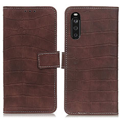 Leather Case Stands Flip Cover Holder K07Z for Sony Xperia 10 III Lite Brown