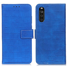 Leather Case Stands Flip Cover Holder K07Z for Sony Xperia 10 III SO-52B Blue