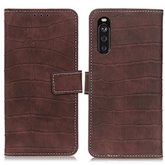 Leather Case Stands Flip Cover Holder K07Z for Sony Xperia 10 III SO-52B Brown