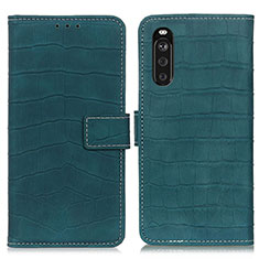Leather Case Stands Flip Cover Holder K07Z for Sony Xperia 10 III SO-52B Green