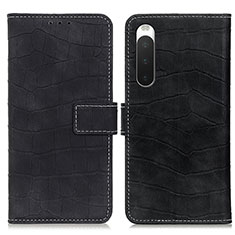 Leather Case Stands Flip Cover Holder K07Z for Sony Xperia 10 IV SO-52C Black