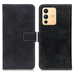 Leather Case Stands Flip Cover Holder K07Z for Vivo V23 5G Black