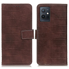 Leather Case Stands Flip Cover Holder K07Z for Vivo Y30 5G Brown