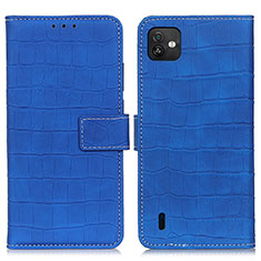 Leather Case Stands Flip Cover Holder K07Z for Wiko Y82 Blue