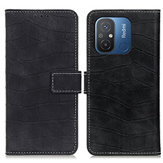 Leather Case Stands Flip Cover Holder K07Z for Xiaomi Poco C55 Black