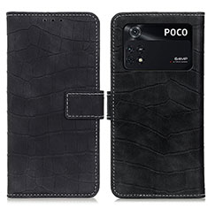 Leather Case Stands Flip Cover Holder K07Z for Xiaomi Poco M4 Pro 4G Black