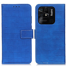 Leather Case Stands Flip Cover Holder K07Z for Xiaomi Redmi 10 India Blue