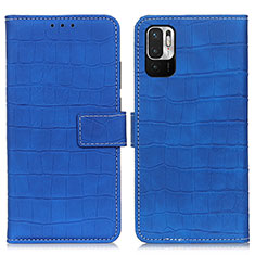 Leather Case Stands Flip Cover Holder K07Z for Xiaomi Redmi Note 10 JE 5G Blue