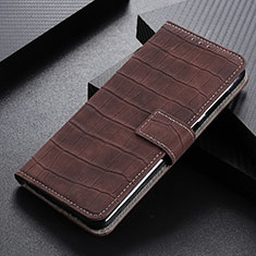 Leather Case Stands Flip Cover Holder K07Z for Xiaomi Redmi Note 10 Pro 4G Brown