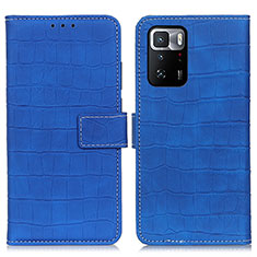 Leather Case Stands Flip Cover Holder K07Z for Xiaomi Redmi Note 10 Pro 5G Blue