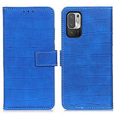 Leather Case Stands Flip Cover Holder K07Z for Xiaomi Redmi Note 10T 5G Blue