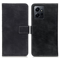 Leather Case Stands Flip Cover Holder K07Z for Xiaomi Redmi Note 12 4G Black