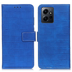 Leather Case Stands Flip Cover Holder K07Z for Xiaomi Redmi Note 12 4G Blue