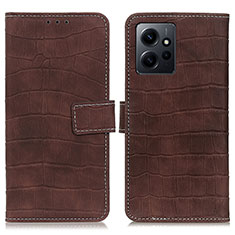 Leather Case Stands Flip Cover Holder K07Z for Xiaomi Redmi Note 12 4G Brown