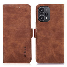 Leather Case Stands Flip Cover Holder K07Z for Xiaomi Redmi Note 12 Turbo 5G Brown