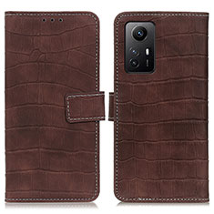 Leather Case Stands Flip Cover Holder K07Z for Xiaomi Redmi Note 12S Brown