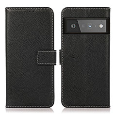 Leather Case Stands Flip Cover Holder K08Z for Google Pixel 6 Pro 5G Black