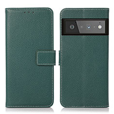 Leather Case Stands Flip Cover Holder K08Z for Google Pixel 6 Pro 5G Green