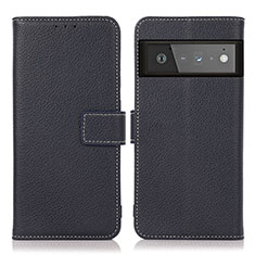Leather Case Stands Flip Cover Holder K08Z for Google Pixel 6 Pro 5G Navy Blue