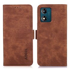 Leather Case Stands Flip Cover Holder K08Z for Motorola Moto E13 Brown