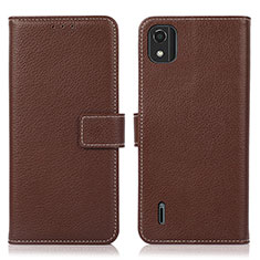 Leather Case Stands Flip Cover Holder K08Z for Nokia C2 2nd Edition Brown